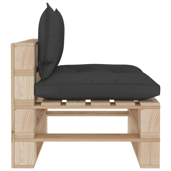 Garten-Paletten-Mittelsofa mit Kissen in Schwarz Holz