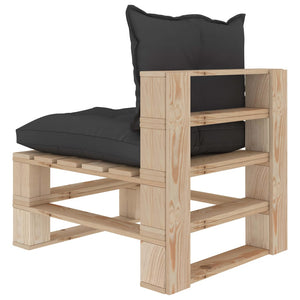 Garten-Paletten-Mittelsofa mit Kissen in Schwarz Holz