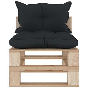 Garten-Paletten-Mittelsofa mit Kissen in Anthrazit Holz