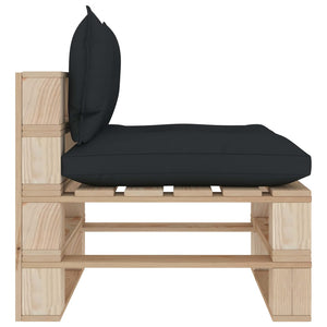 Garten-Paletten-Mittelsofa mit Kissen in Anthrazit Holz