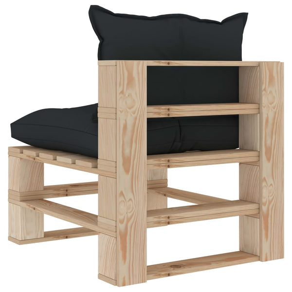 Garten-Paletten-Mittelsofa mit Kissen in Anthrazit Holz