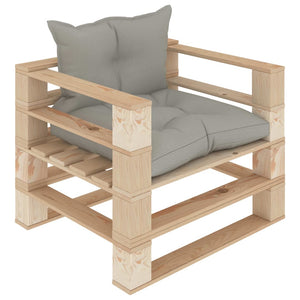 Garten-Palettensofa mit Kissen in Taupe Holz