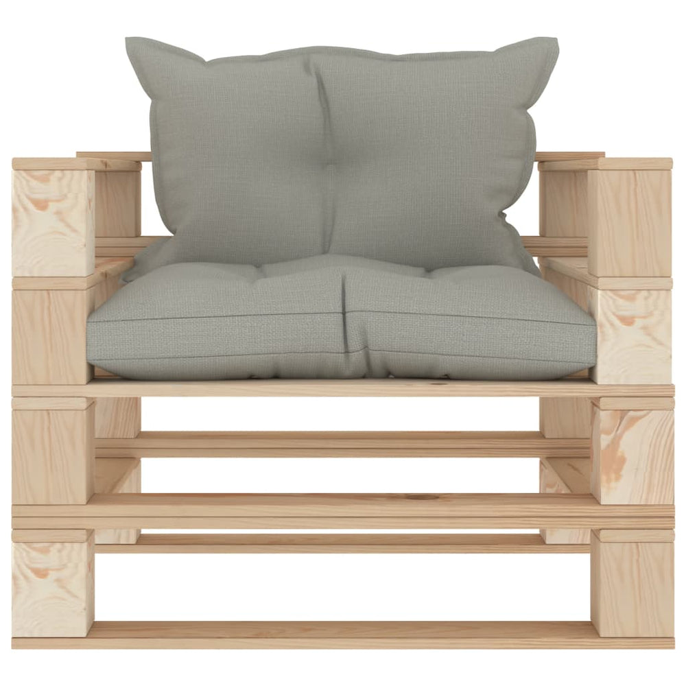 Garten-Palettensofa mit Kissen in Taupe Holz