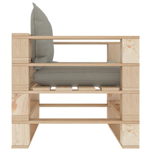 Garten-Palettensofa mit Kissen in Taupe Holz