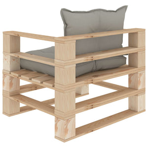 Garten-Palettensofa mit Kissen in Taupe Holz