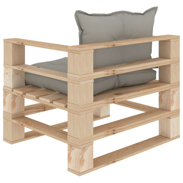 Garten-Palettensofa mit Kissen in Taupe Holz