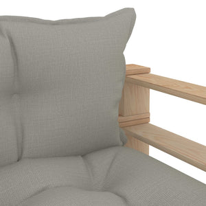 Garten-Palettensofa mit Kissen in Taupe Holz