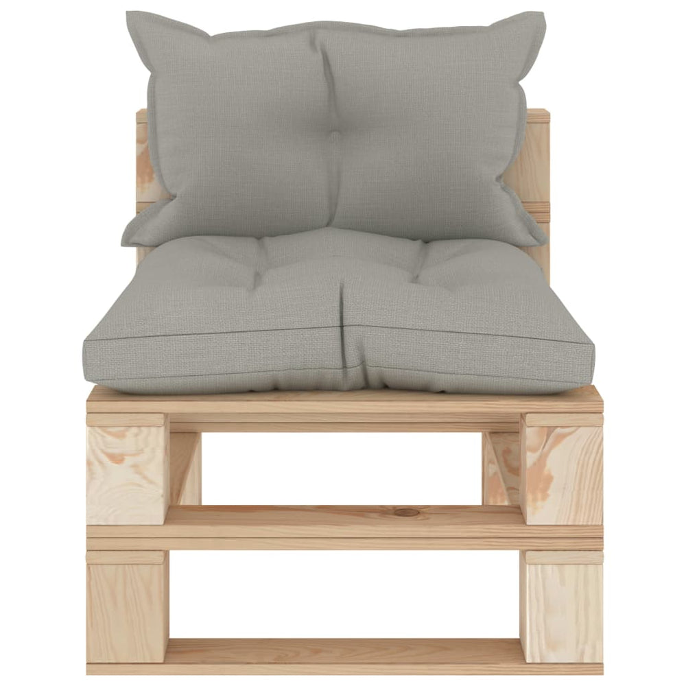 Garten-Paletten-Mittelsofa mit Kissen in Taupe Holz