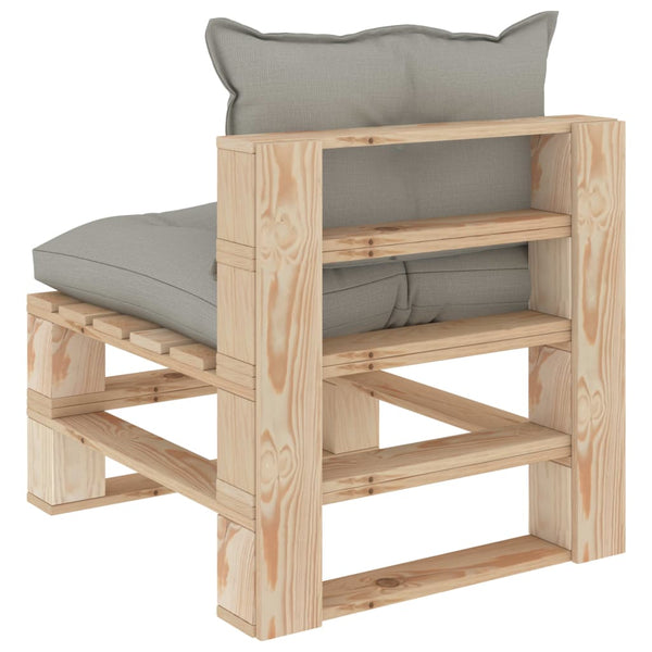 Garten-Paletten-Mittelsofa mit Kissen in Taupe Holz