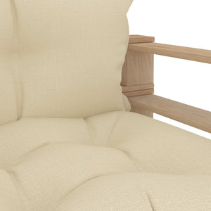 Garten-Palettensofa mit Kissen in Creme Holz