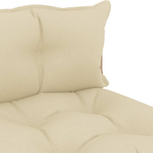 Garten-Paletten-Mittelsofa mit Kissen in Creme Holz