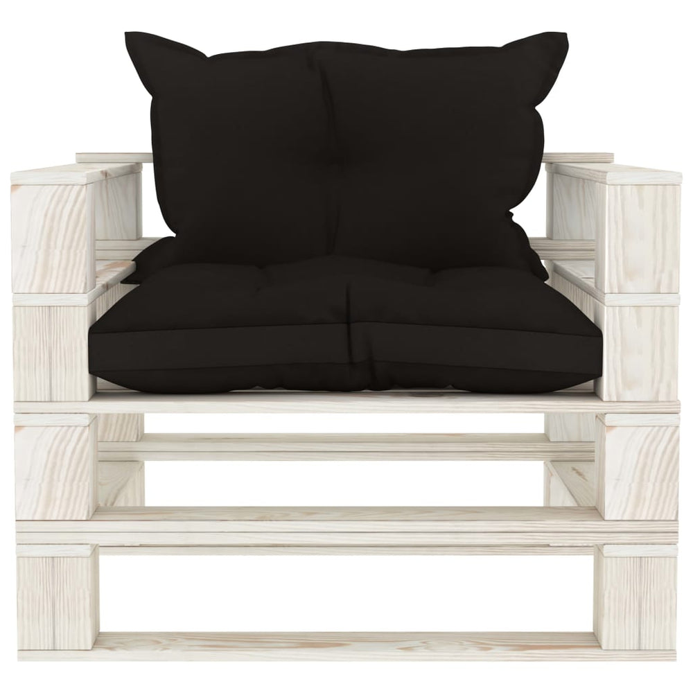 Garten-Palettensofa mit Kissen in Schwarz Holz