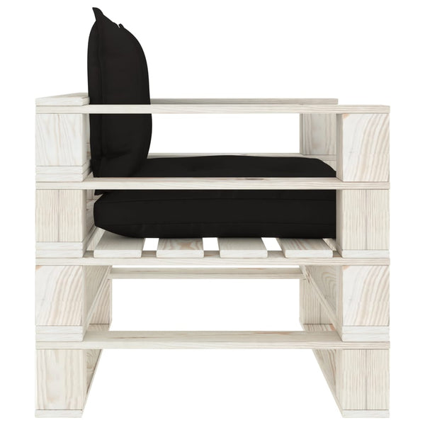 Garten-Palettensofa mit Kissen in Schwarz Holz
