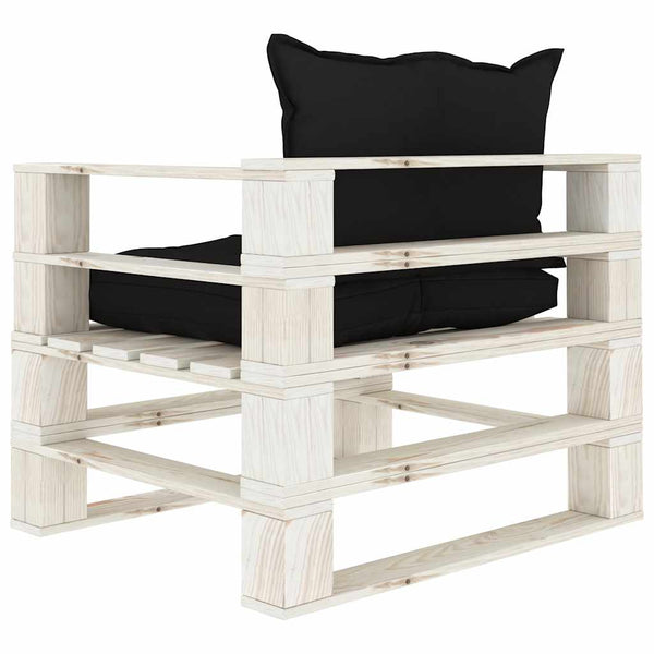 Garten-Palettensofa mit Kissen in Schwarz Holz