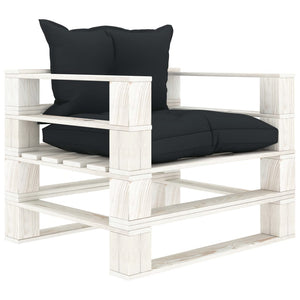 Garten-Palettensofa mit Kissen in Anthrazit Holz