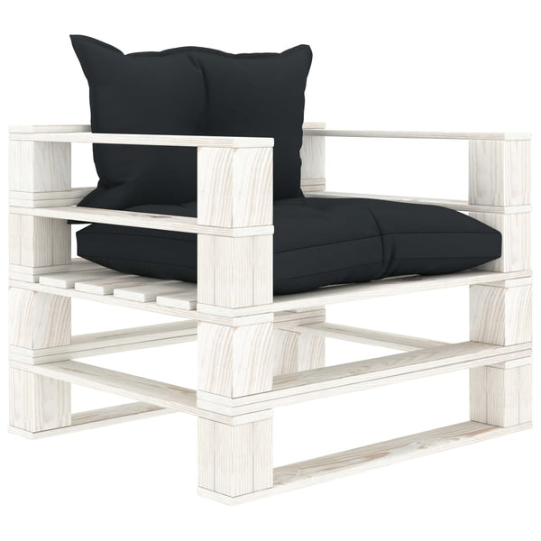 Garten-Palettensofa mit Kissen in Anthrazit Holz