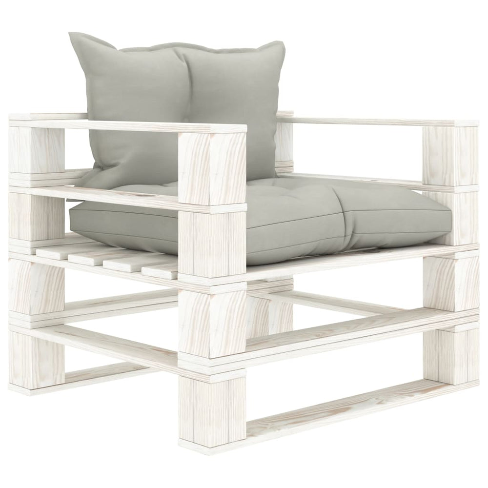 Garten-Palettensofa mit Kissen in Taupe Holz