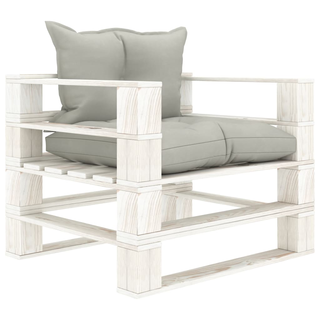 Garten-Palettensofa mit Kissen in Taupe Holz