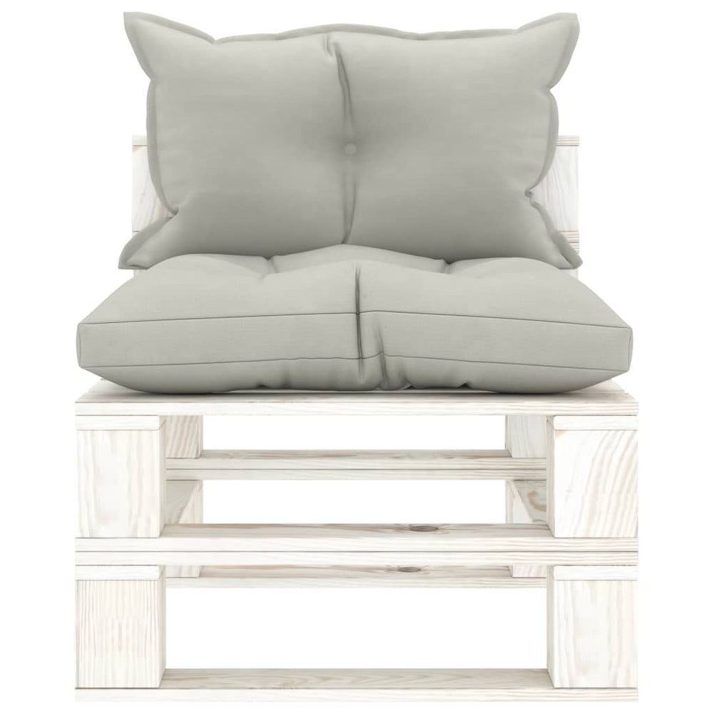 Garten-Paletten-Mittelsofa mit Kissen in Taupe Holz