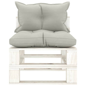 Garten-Paletten-Mittelsofa mit Kissen in Taupe Holz