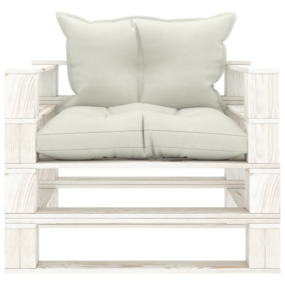 Garten-Palettensofa mit Kissen in Beige Holz