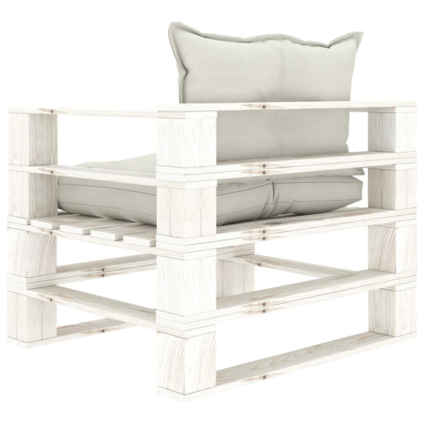 Garten-Palettensofa mit Kissen in Beige Holz