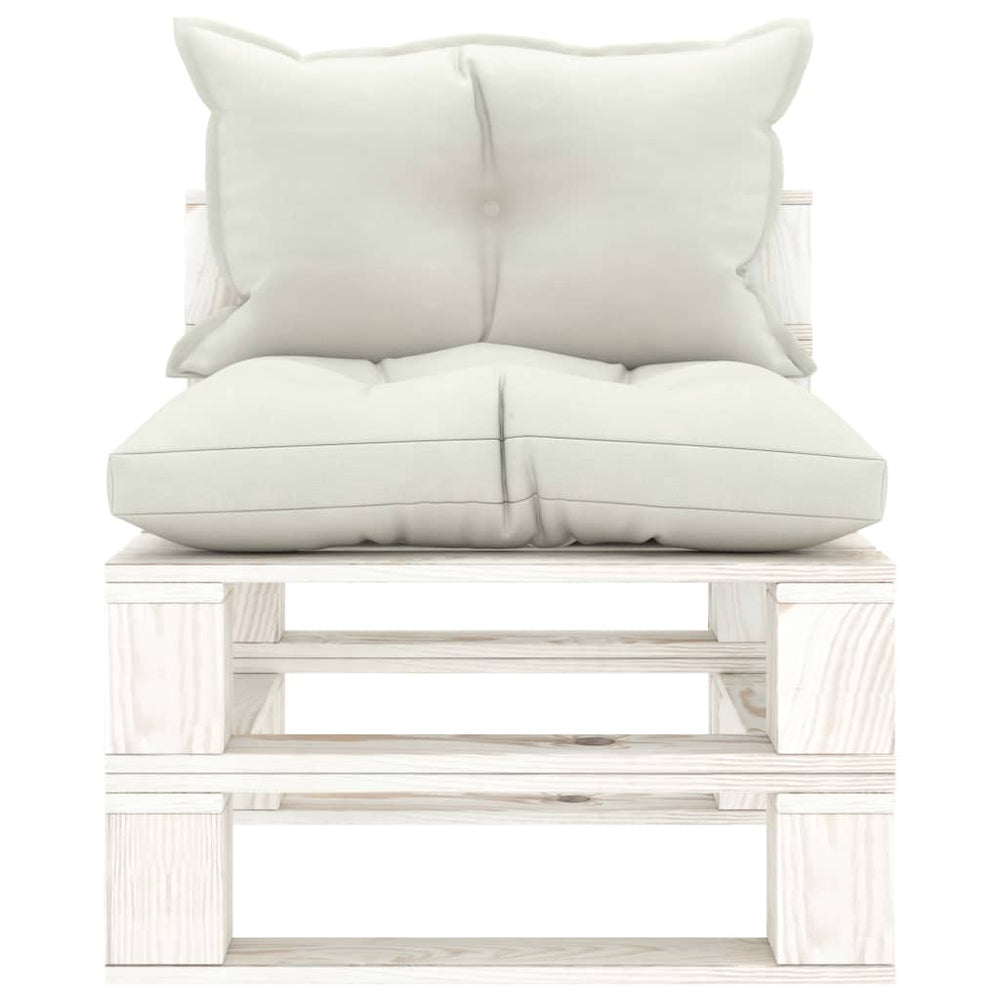 Garten-Paletten-Mittelsofa mit Kissen in Beige Holz