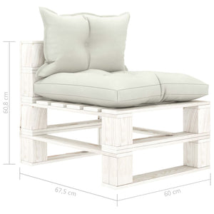 Garten-Paletten-Mittelsofa mit Kissen in Beige Holz