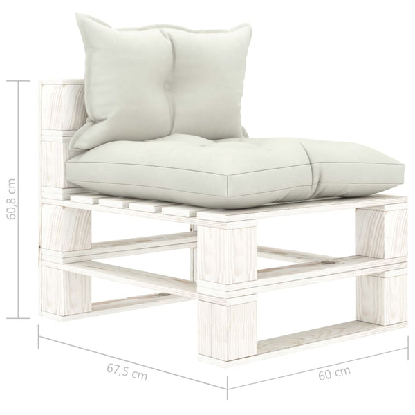 Garten-Paletten-Mittelsofa mit Kissen in Beige Holz
