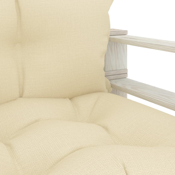 Garten-Palettensofa mit Kissen in Creme Holz