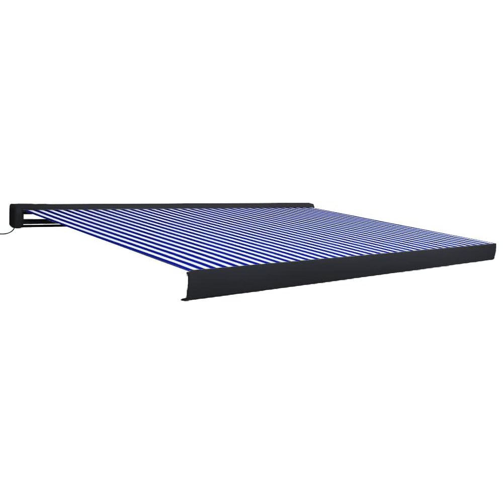 Kassettenmarkise mit Motor 450x300 cm Blau und Weiß