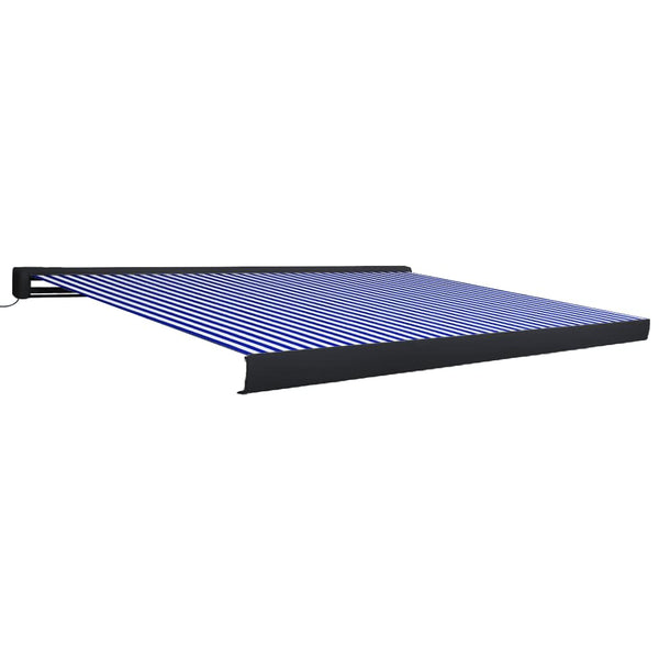 Kassettenmarkise mit Motor 450x300 cm Blau und Weiß