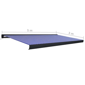 Kassettenmarkise mit Motor 500x300 cm Blau und Weiß
