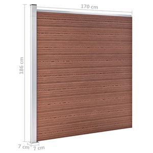 WPC Zaun-Set 2 Quadrate + 1 Schräge 446x186 cm Braun
