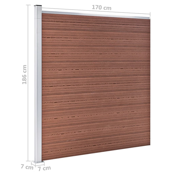 WPC Zaun-Set 4 Quadrate + 1 Schräge 792x186 cm Braun