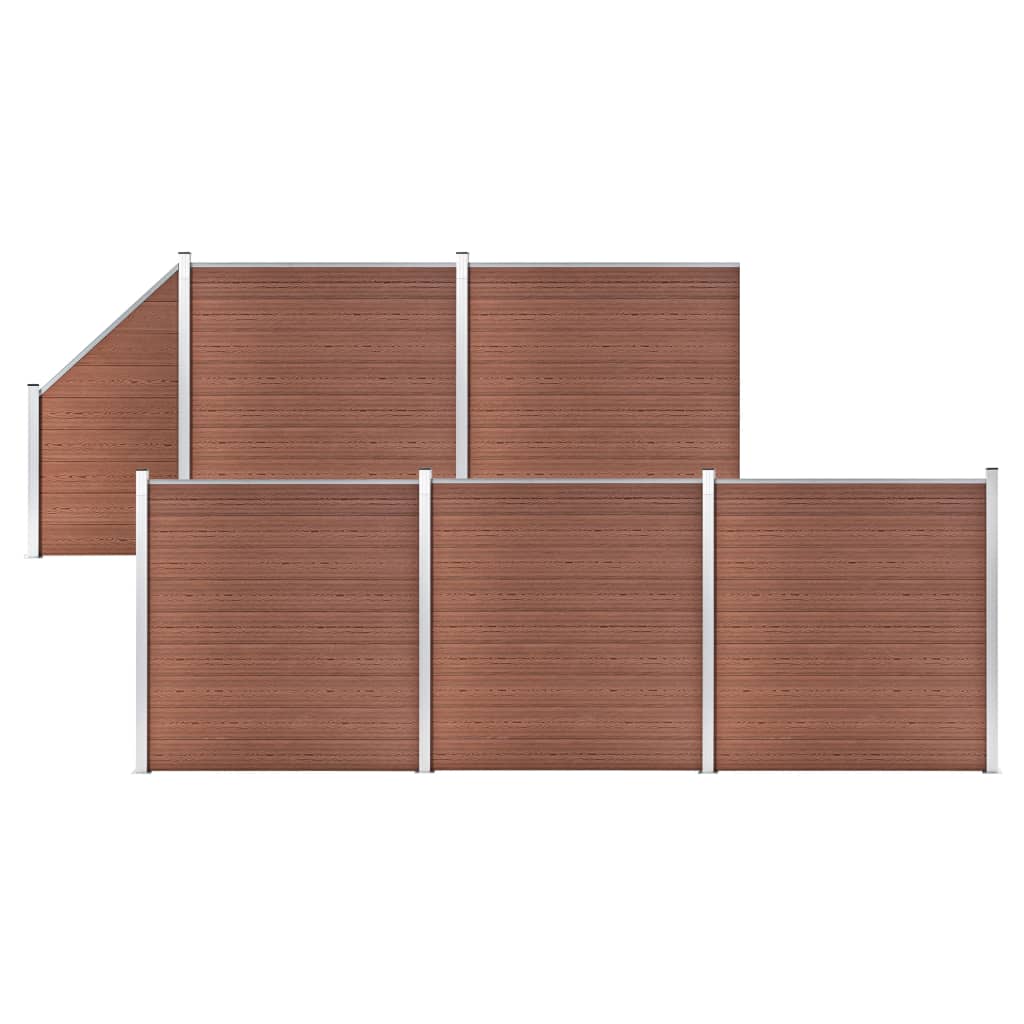WPC Zaun-Set 5 Quadrate + 1 Schräge 965x186 cm Braun