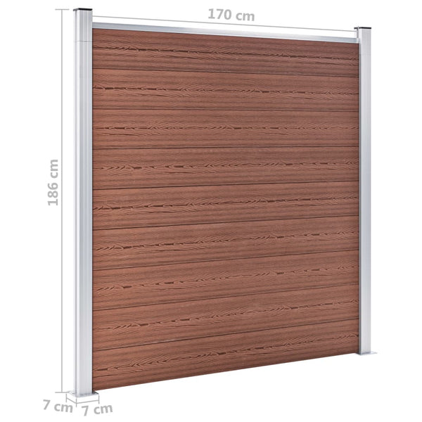 WPC Zaun-Set 6 Quadrate + 1 Schräge 1138x186 cm Braun