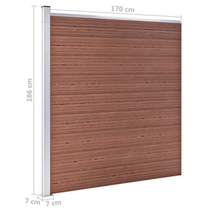 WPC Zaun-Set 8 Quadrate + 1 Schräge 1484x186 cm Braun