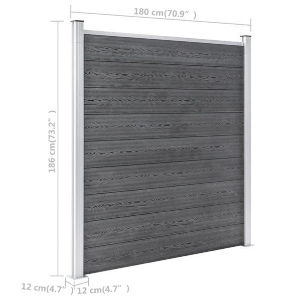 Gartenzaun WPC 353×186 cm Grau