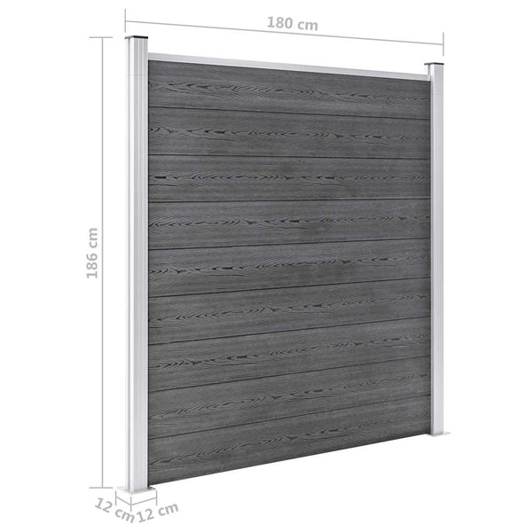 WPC Zaun-Set 3 Quadrate + 1 Schräge 619x186 cm Grau