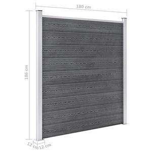 WPC Zaun-Set 4 Quadrate + 1 Schräge 792x186 cm Grau