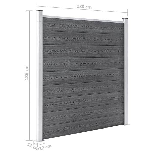 WPC Zaun-Set 4 Quadrate + 1 Schräge 792x186 cm Grau