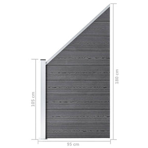 WPC Zaun-Set 4 Quadrate + 1 Schräge 792x186 cm Grau