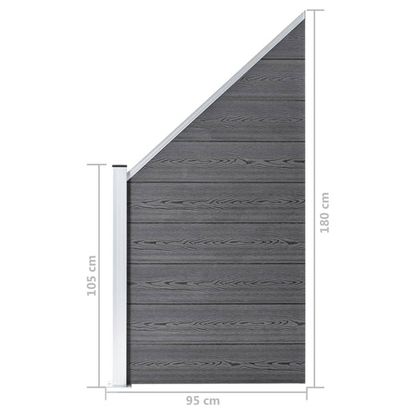 WPC Zaun-Set 4 Quadrate + 1 Schräge 792x186 cm Grau