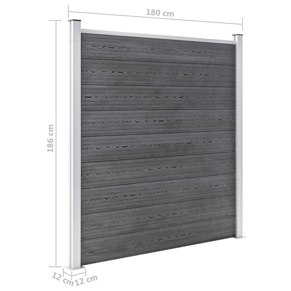 WPC Zaun-Set 6 Quadrate + 1 Schräge 1138x186 cm Grau