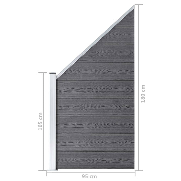 WPC Zaun-Set 9 Quadrate + 1 Schräge 1657x186 cm Grau