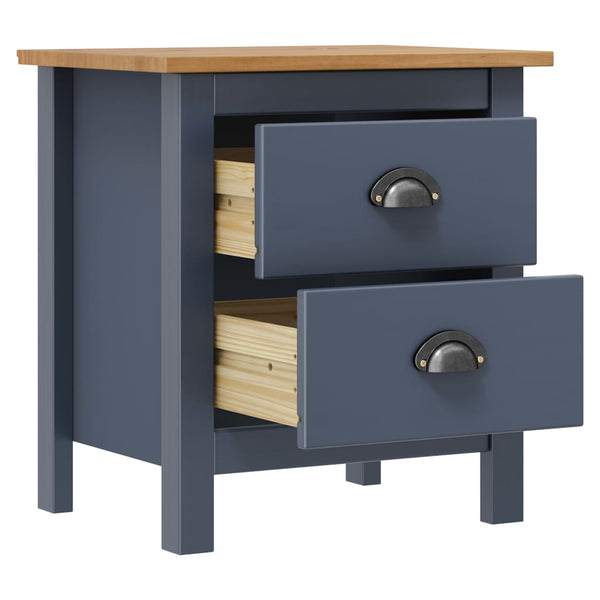 Nachttische Hill 2 Stk. Grau 46x35x49,5 cm Massivholz Kiefer