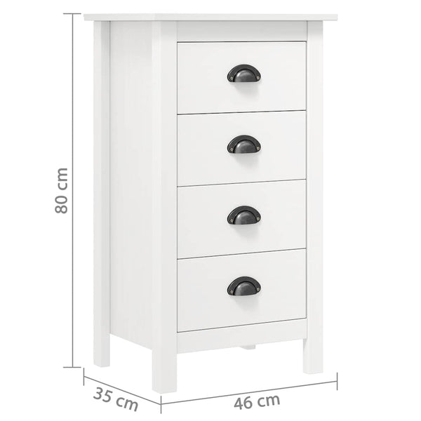 Sideboard Hill Weiß 46x35x80 cm Massivholz Kiefer