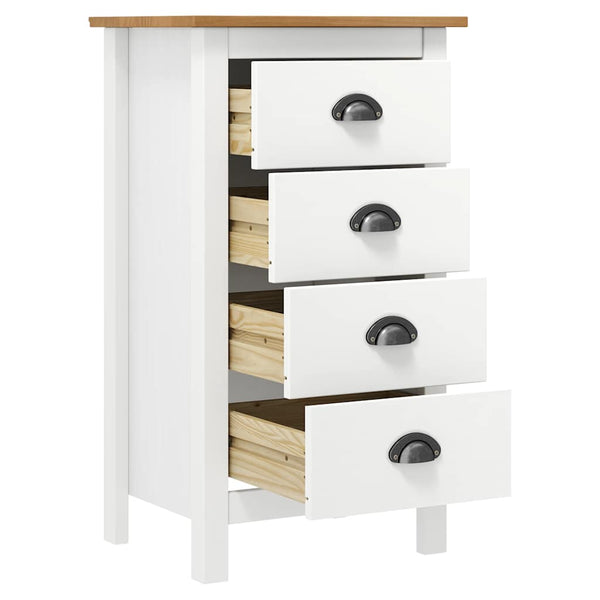 Sideboard Hill Weiß 46x35x80 cm Massivholz Kiefer