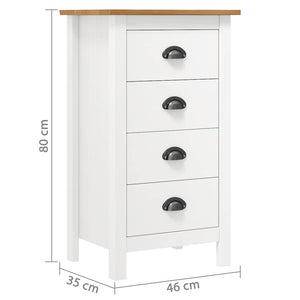 Sideboard Hill Weiß 46x35x80 cm Massivholz Kiefer